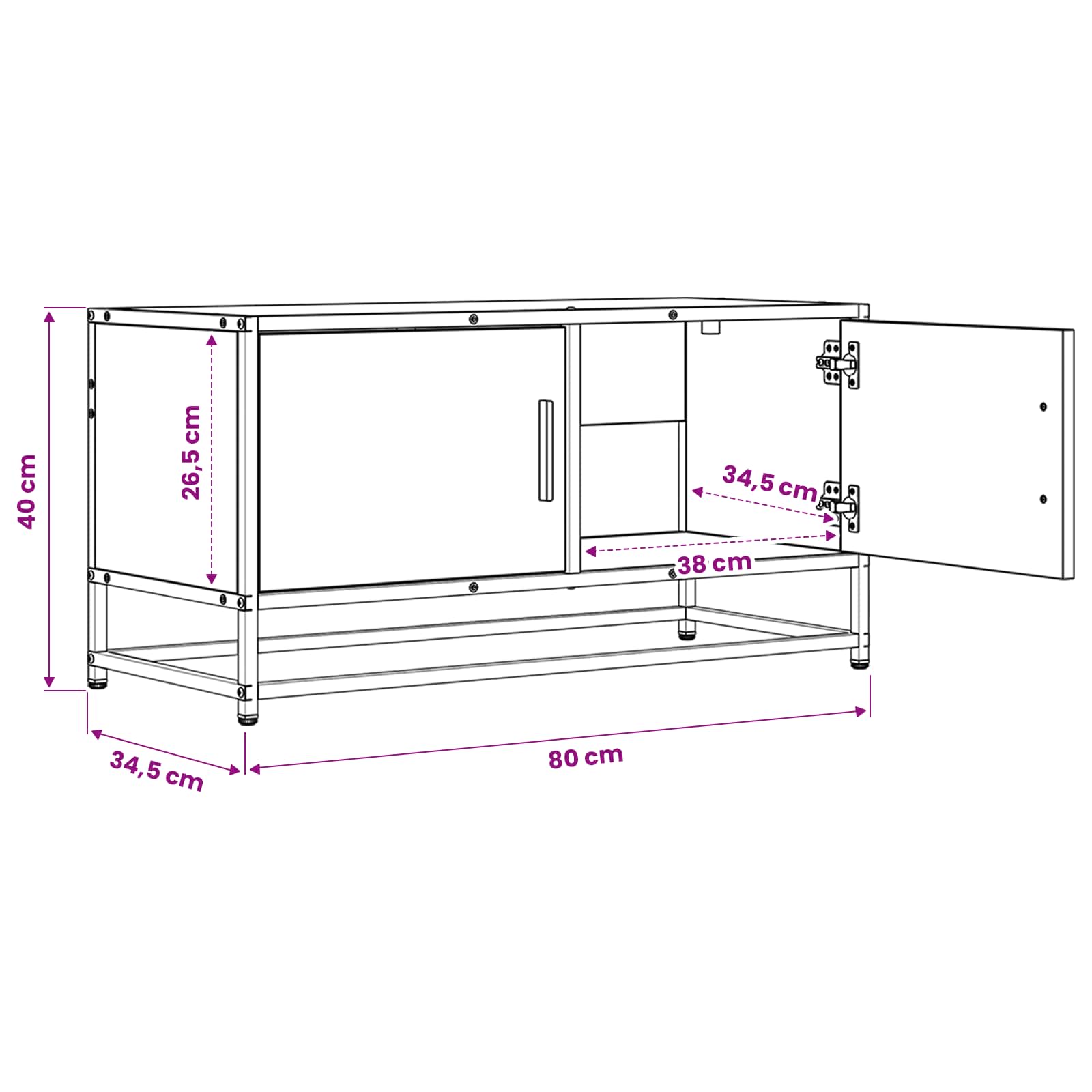 Meuble TV 80 x 34,5 x 40 cm Bois ancien Bois d'ingénierie - XIOS