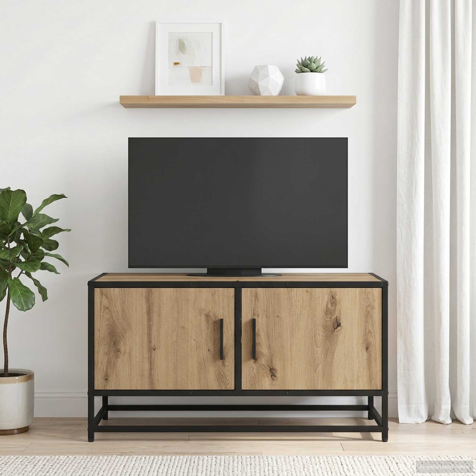 Meuble TV 80 x 34,5 x 40 cm Chêne artisanal Bois d'ingénierie - XIOS
