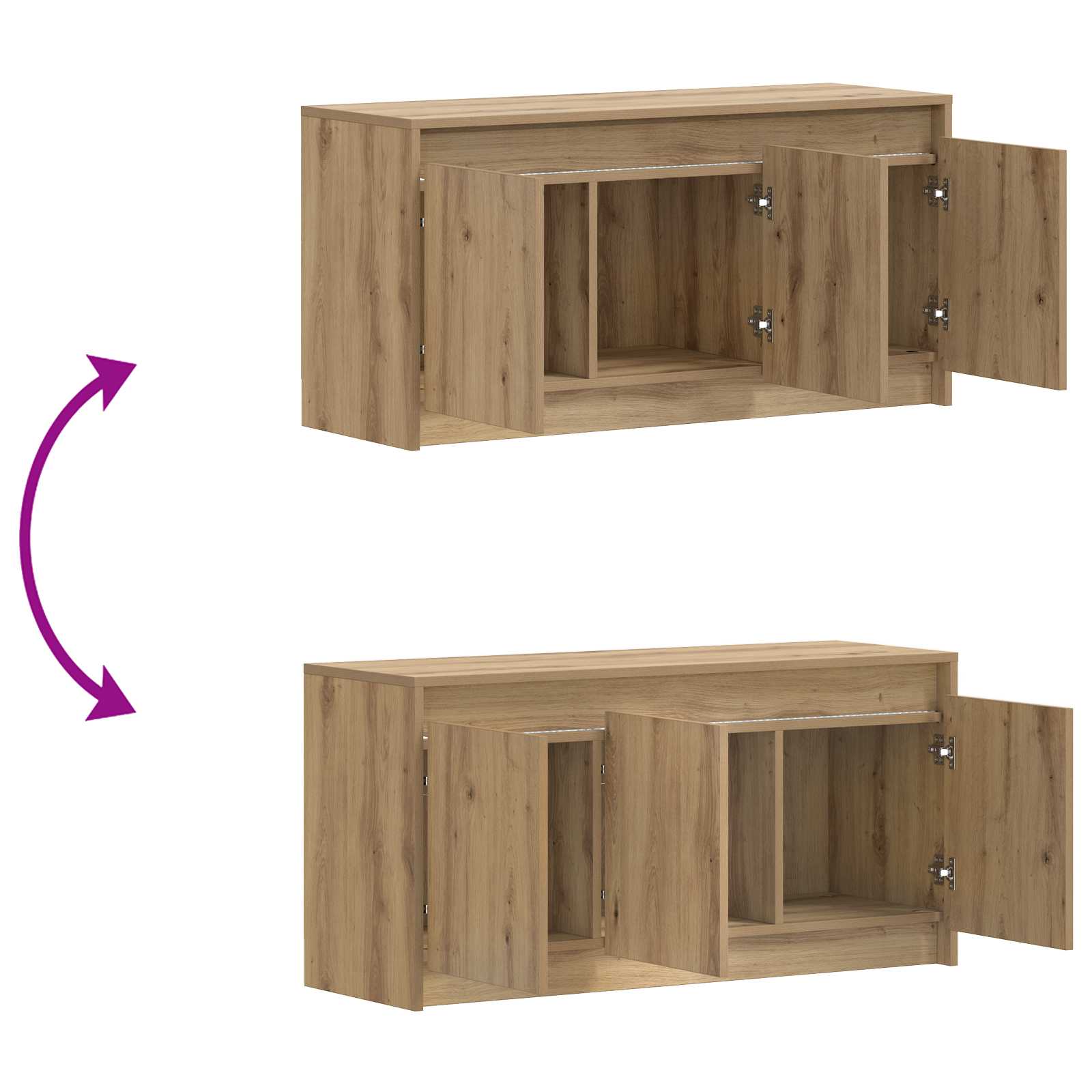 Meuble TV 100 x 34 x 50 cm Chêne artisanal Bois d'ingénierie