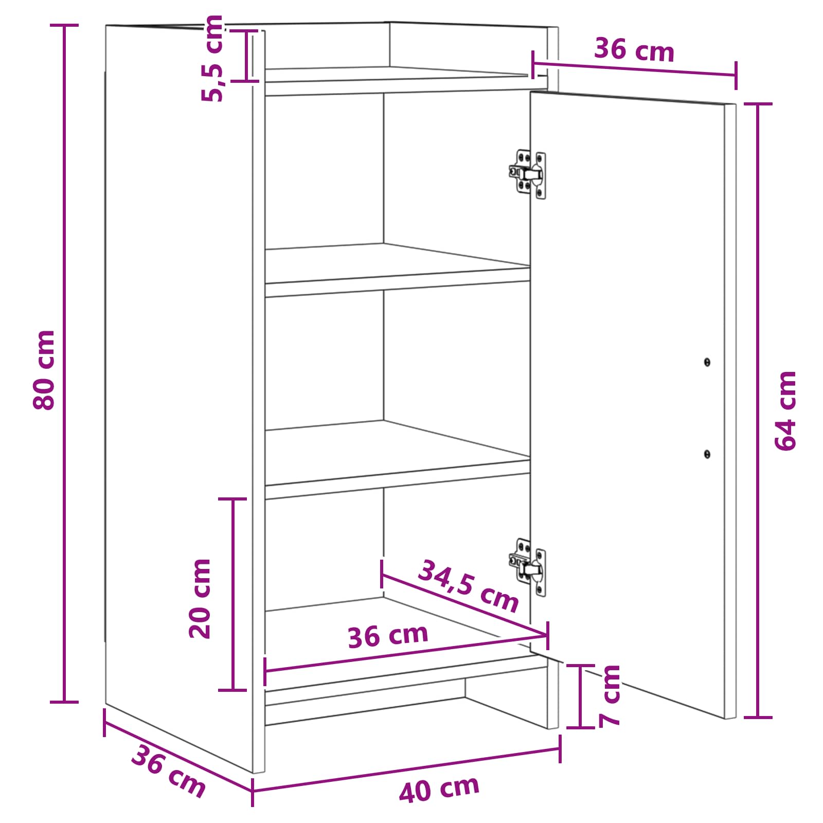 Buffet Sonoma gris 40 x 36 x 80 cm Bois d'ingénierie