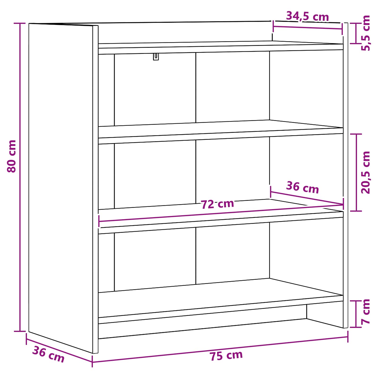 Buffet Chêne Sonoma 75 x 36 x 80 cm Bois d'ingénierie