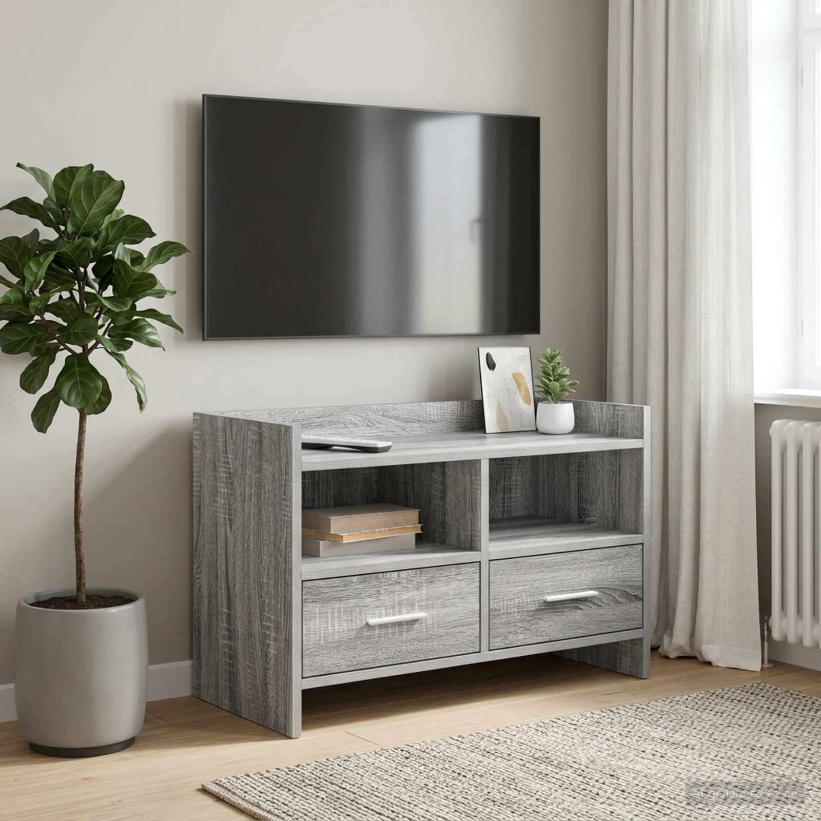 Meuble TV 71,5 x 33 x 47 cm Sonoma gris Bois d'ingénierie - XIOS