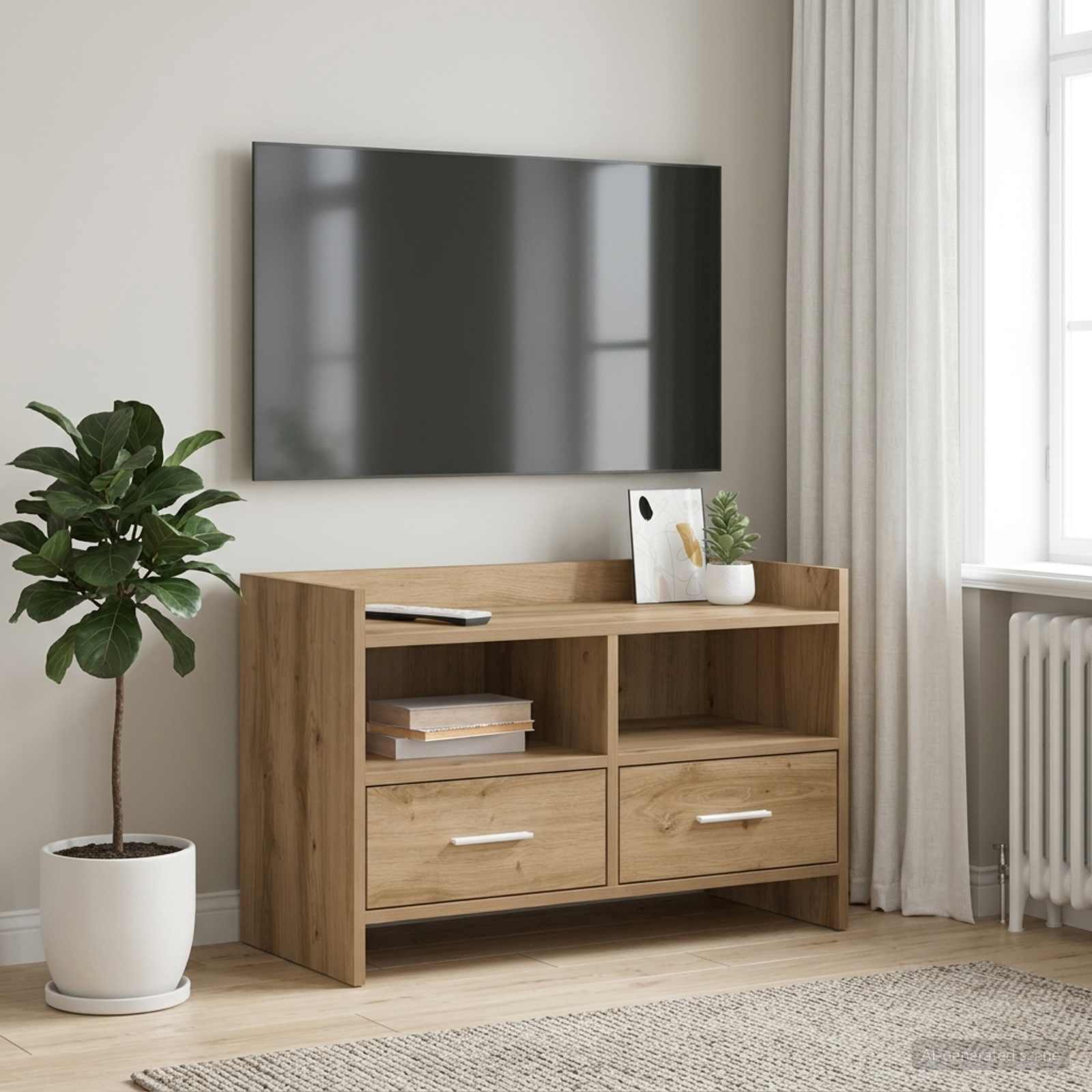 Meuble TV 71,5 x 33 x 47 cm Chêne artisanal Bois d'ingénierie - XIOS