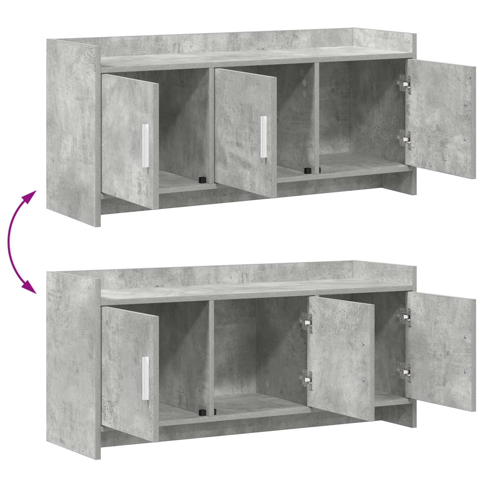 Meuble TV 102 x 33 x 47 cm Gris béton Bois d'ingénierie