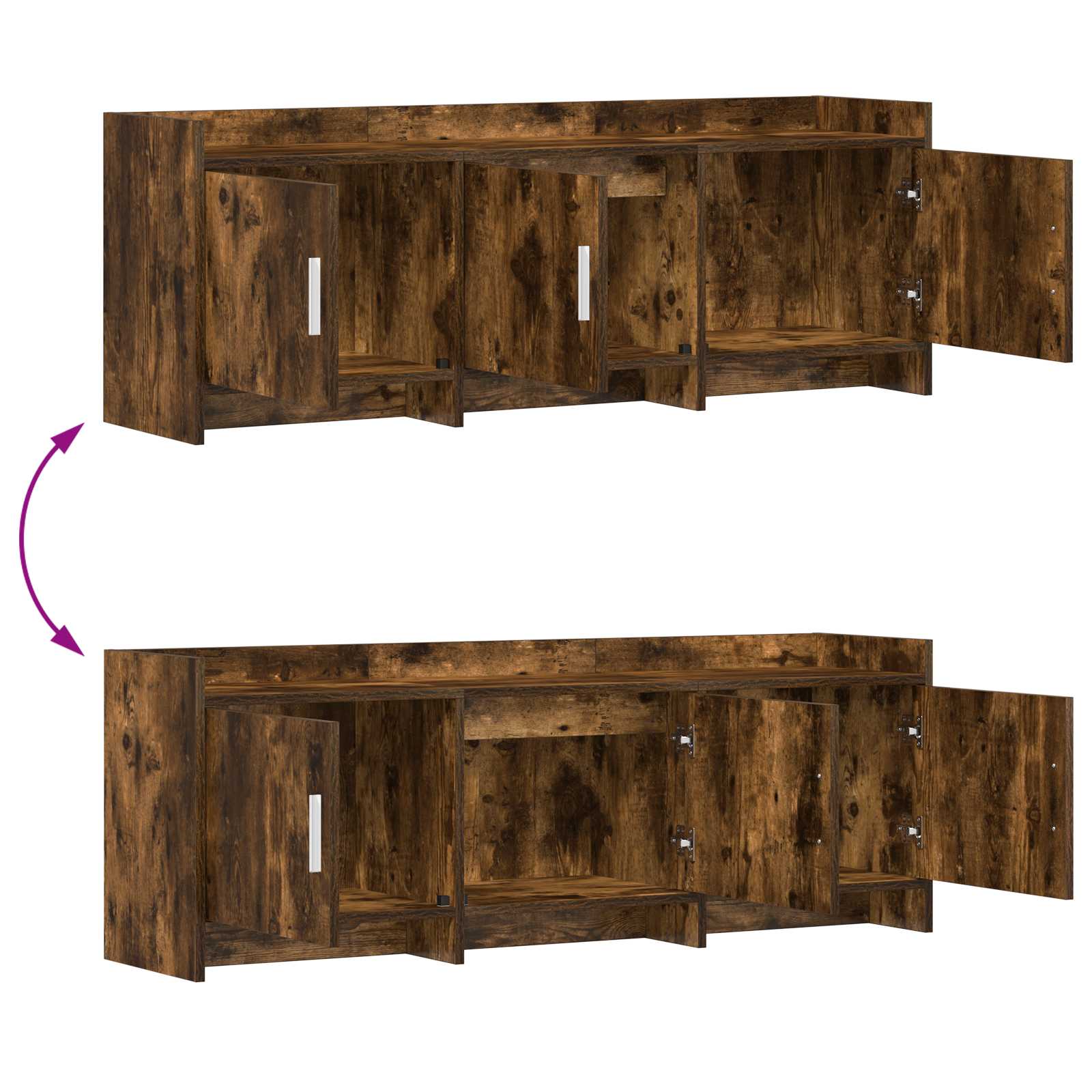 Meuble TV 130 x 33 x 47 cm Chêne fumé Bois d'ingénierie