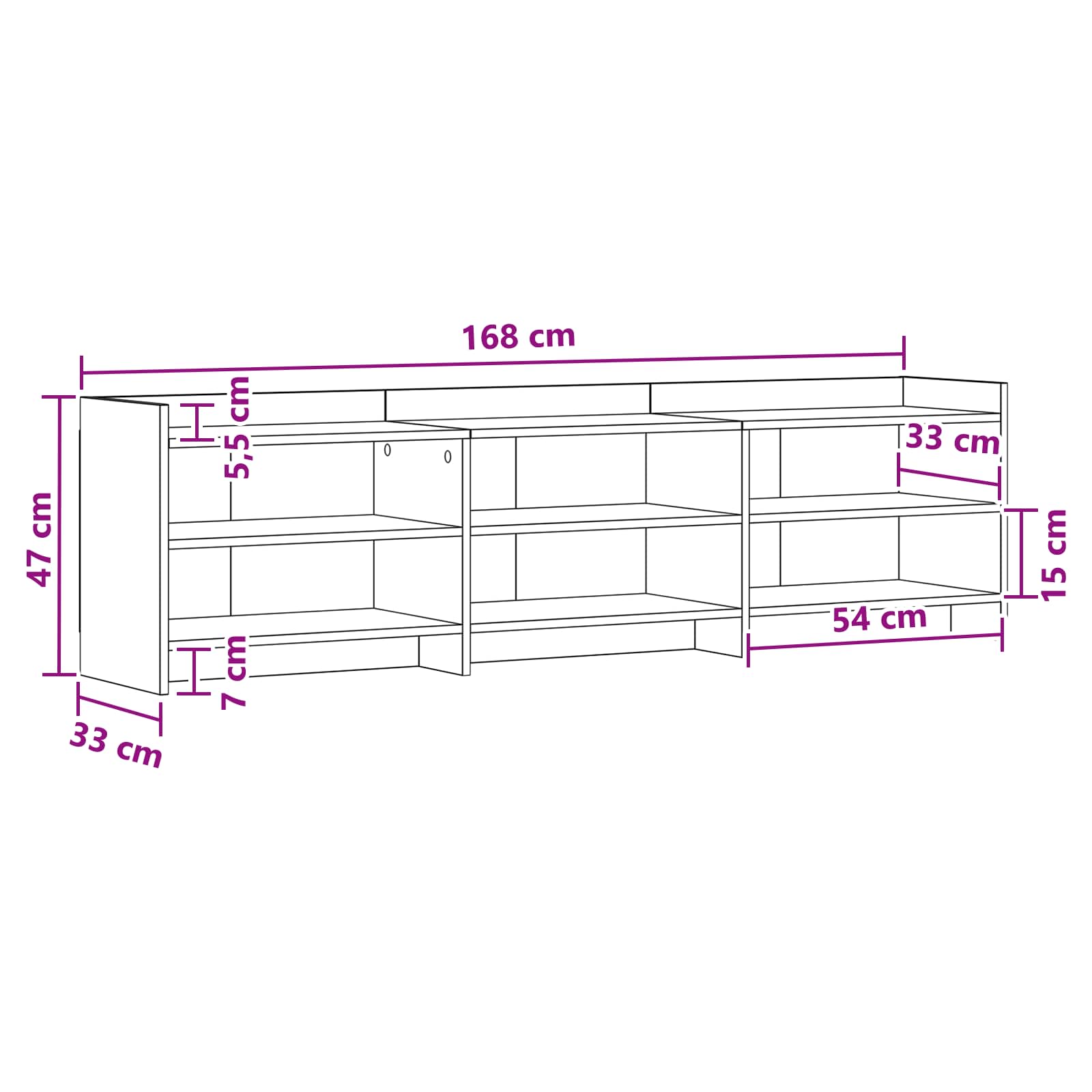 Meuble TV 168 x 33 x 47 cm Chêne Sonoma Bois d'ingénierie