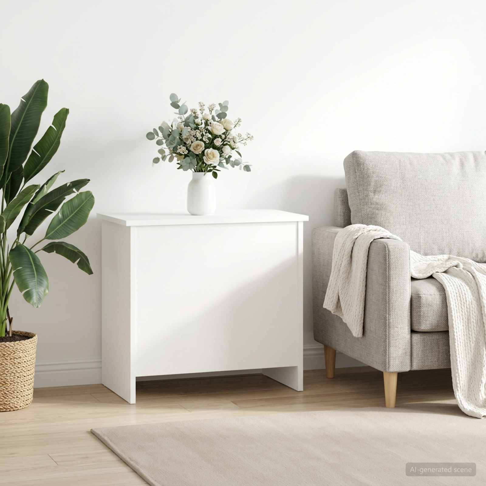 Coffre de rangement Blanc 60 x 40 x 50 cm Bois d'ingénierie - XIOS