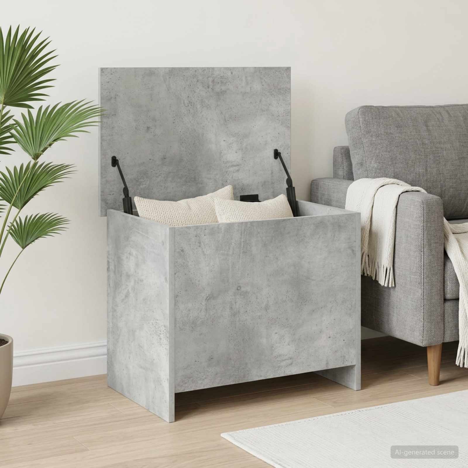 Coffre de rangement avec stockage Gris béton 60 x 40 x 50 cm