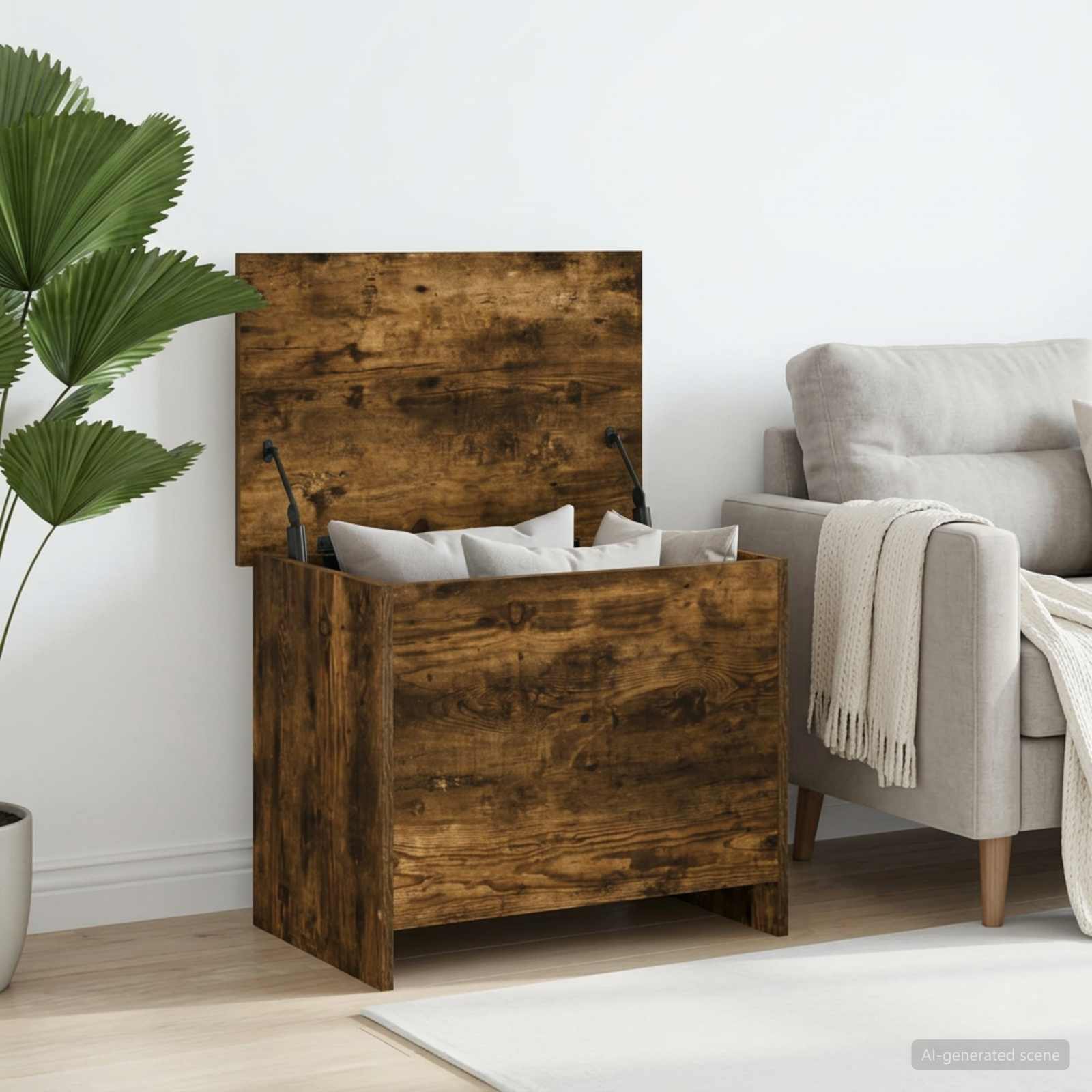 Coffre de rangement avec stockage Chêne fumé 60 x 40 x 50 cm