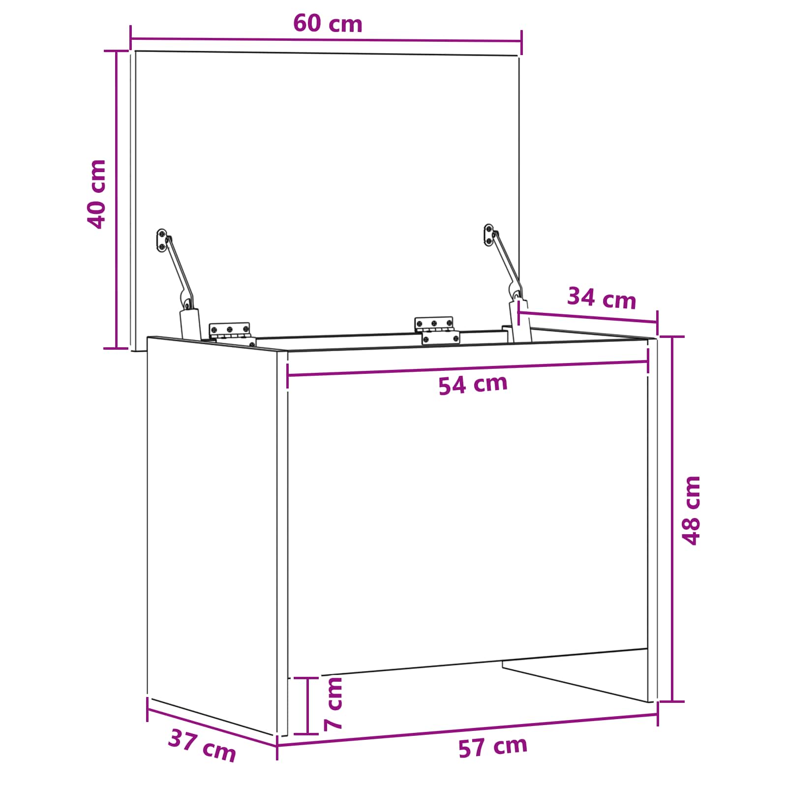 Coffre de rangement avec stockage Bois ancien 60 x 40 x 50 cm