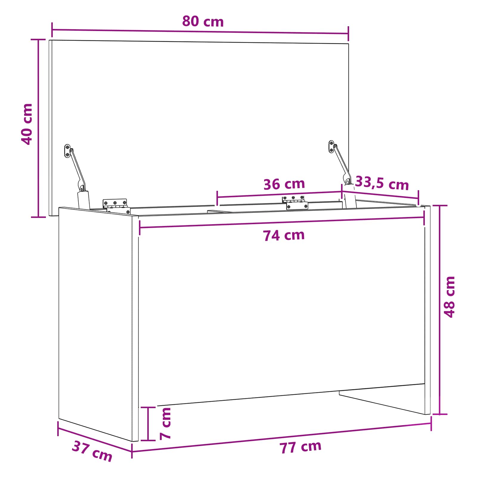 Coffre de rangement Blanc 80 x 40 x 50 cm Bois d'ingénierie