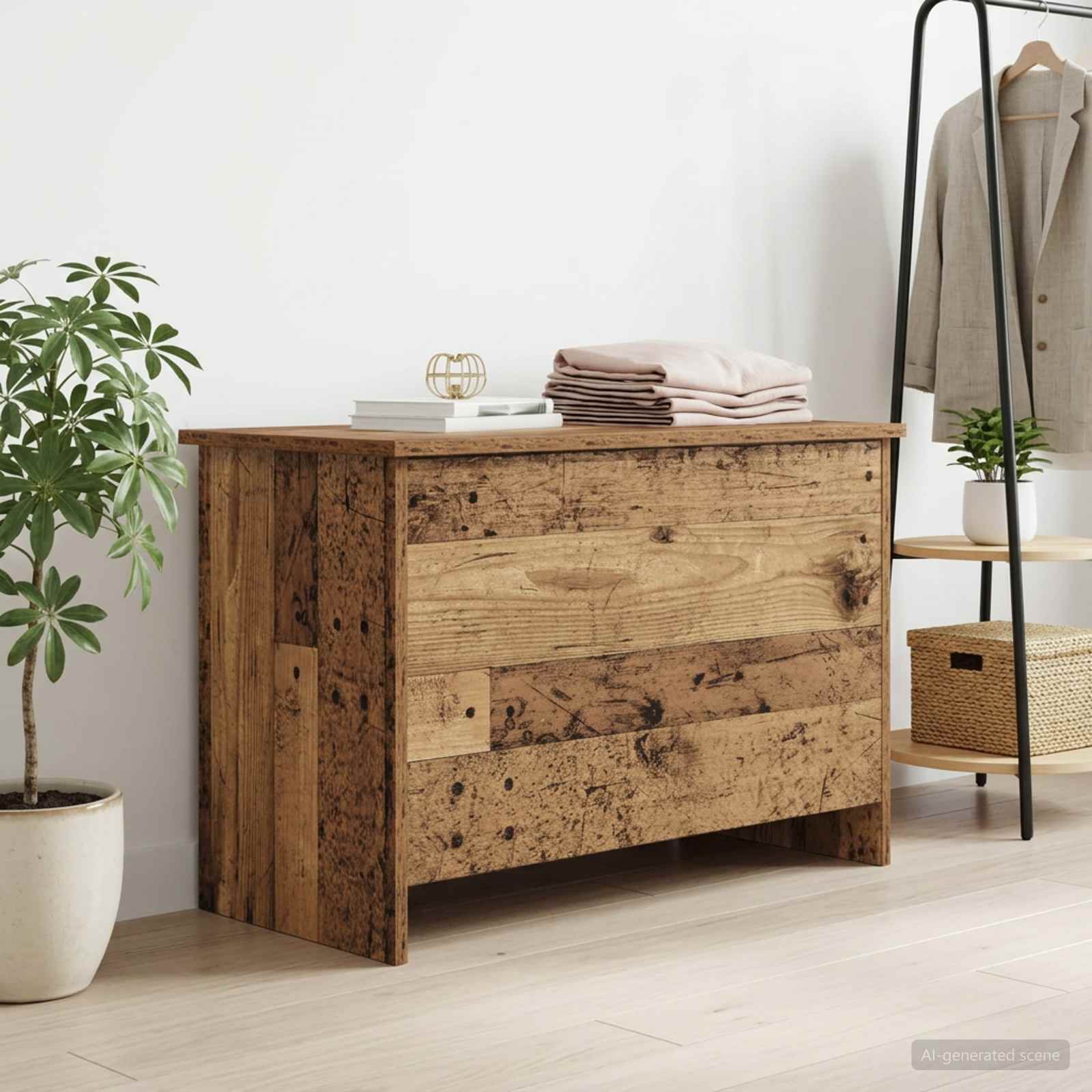 Coffre de rangement avec stockage Bois ancien 80 x 40 x 50 cm - XIOS
