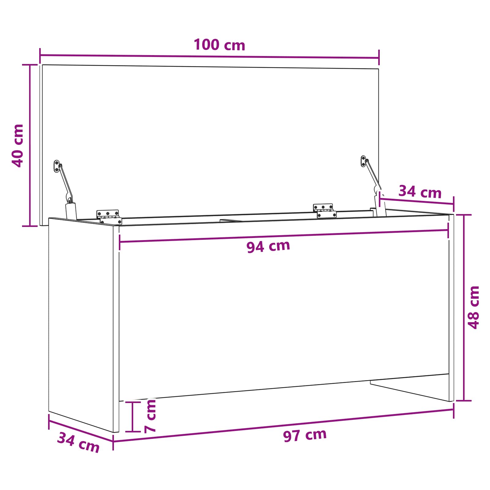 Coffre de rangement avec stockage Chêne noir 100 x 40 x 50 cm