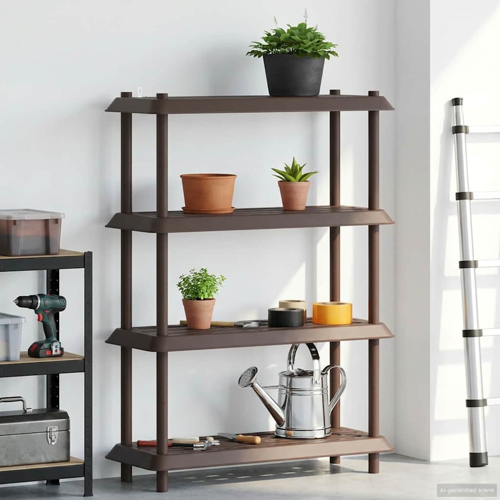 Unité de rangement 4 niveaux 100 x 40 x 136,5 cm PP Marron - XIOS