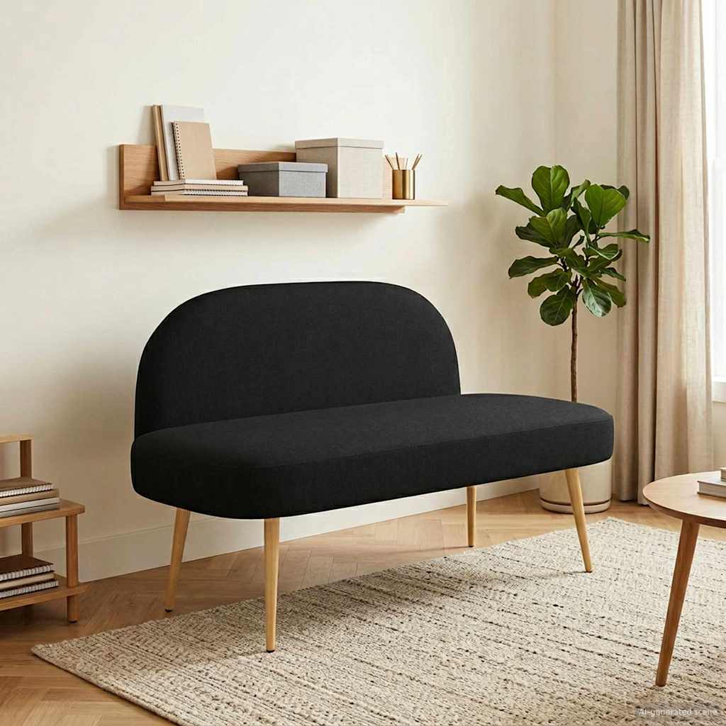 Banc rembourré avec dossier Noir 110 x 60 x 76 cm Polyester - XIOS