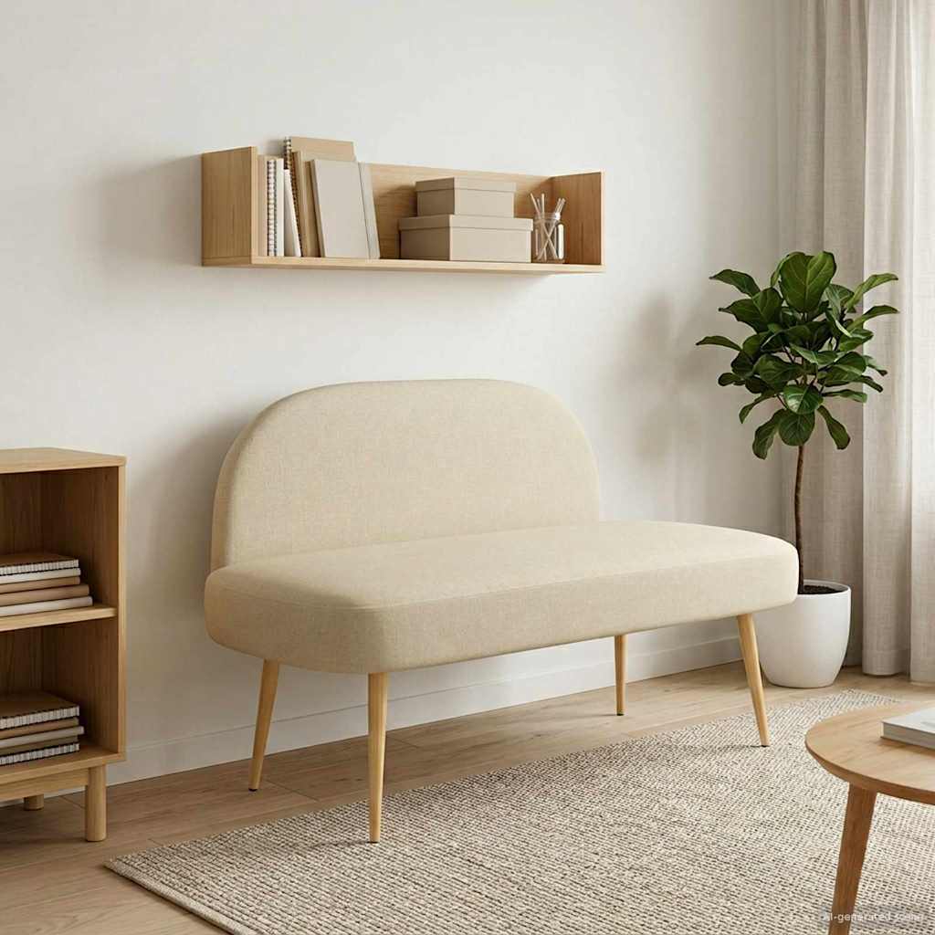 Banc rembourré avec dossier Crème 110 x 60 x 76 cm Polyester - XIOS