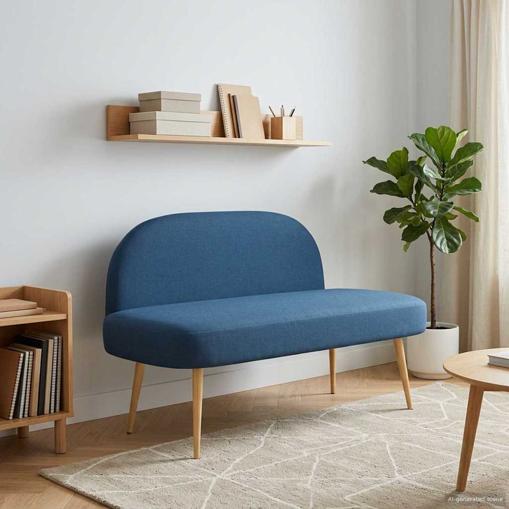 Banc rembourré avec dossier Bleu 110 x 60 x 76 cm Polyester - XIOS