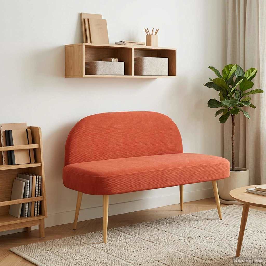 Banc rembourré avec dossier Rouge orange 110 x 60 x 76 cm - XIOS