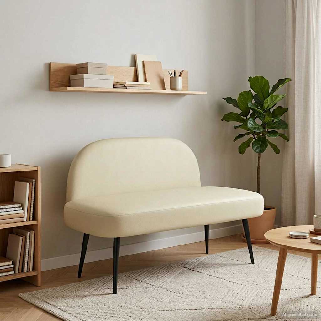 Banc rembourré avec dossier Crème 110 x 60 x 76 cm Simili cuir - XIOS