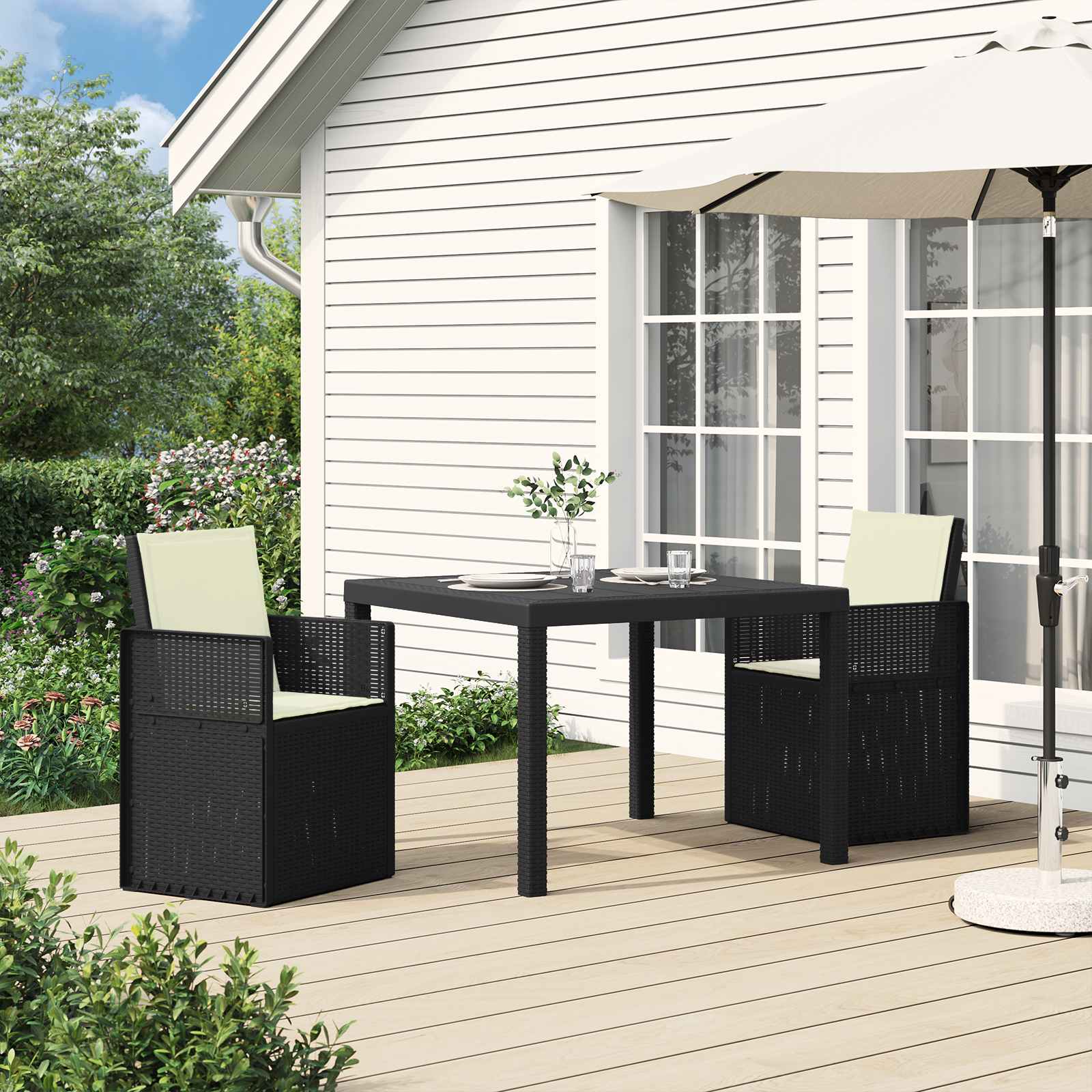 Ensemble de salle à manger pour jardin avec coussin 3 pcs PP - XIOS