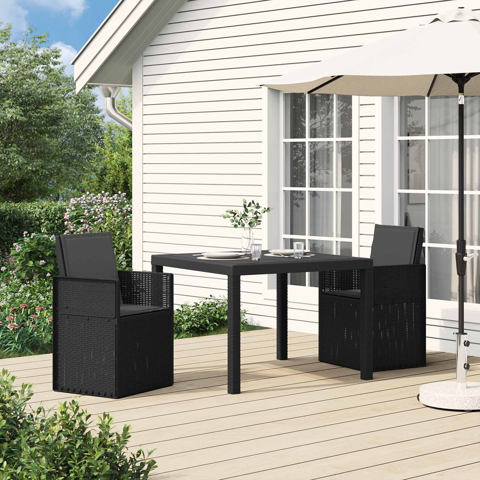 Ensemble de salle à manger pour jardin 3 pcs Anthracite PP - XIOS