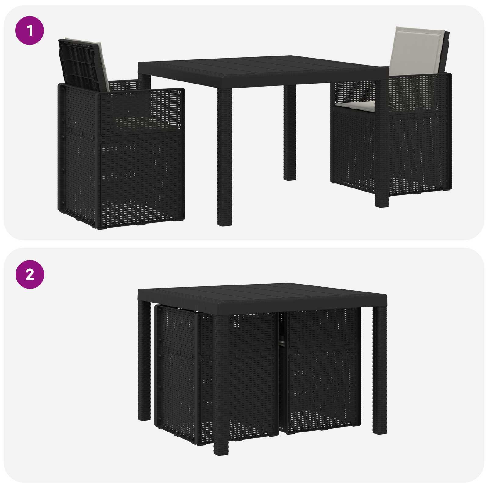Ensemble de salle à manger pour jardin avec coussin 3 pcs PP - XIOS