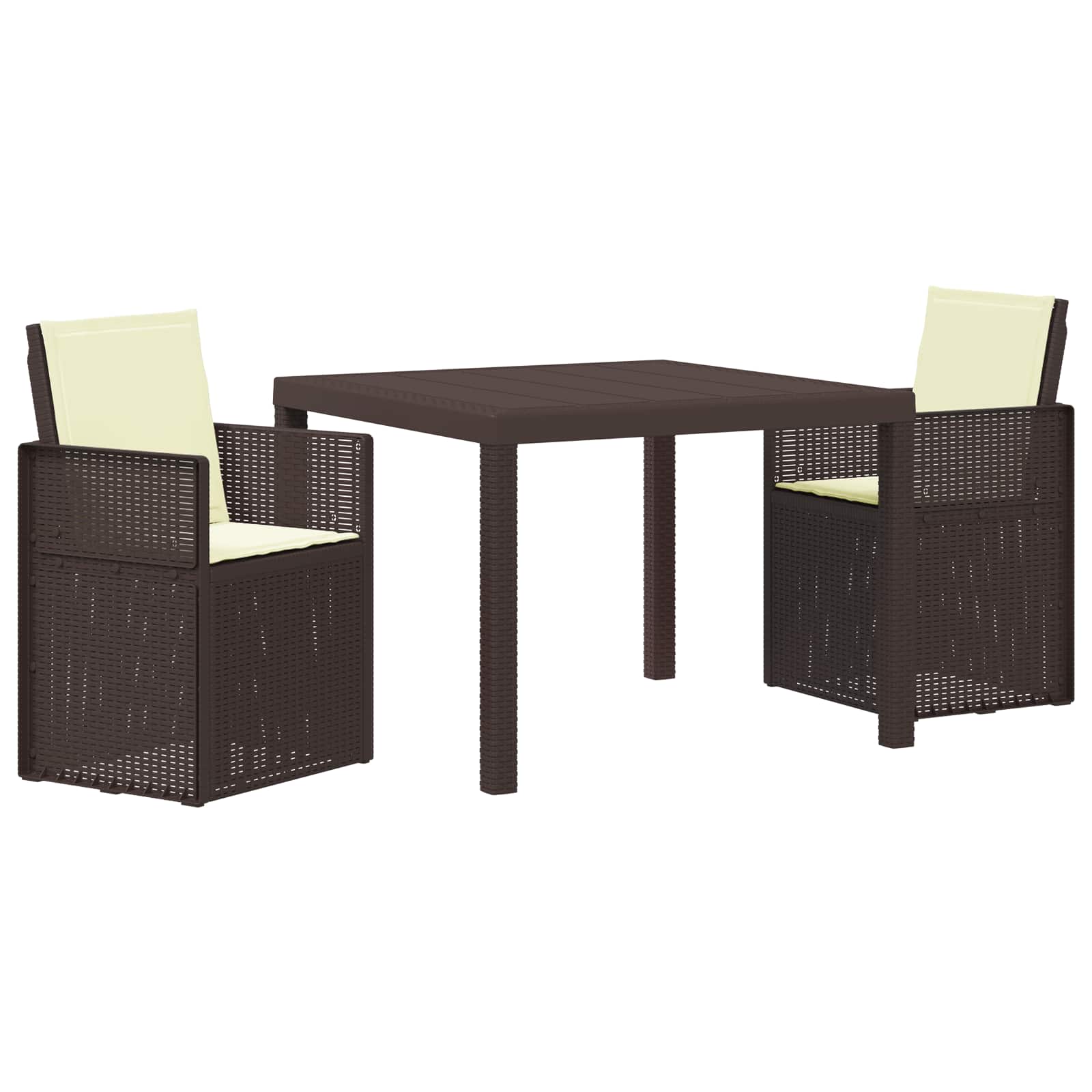 Ensemble de salle à manger pour jardin 3 pcs Marron et crème PP