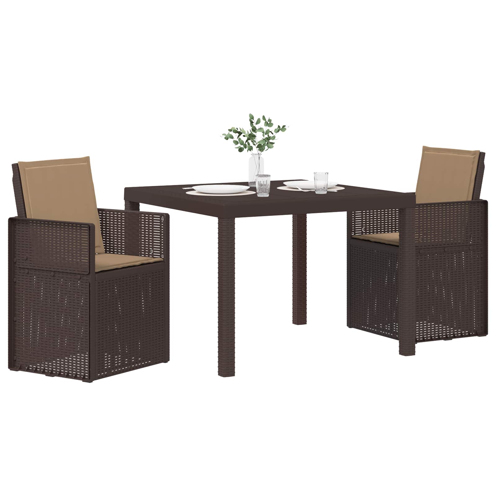 Ensemble de salle à manger pour jardin 3 pcs Marron et taupe PP