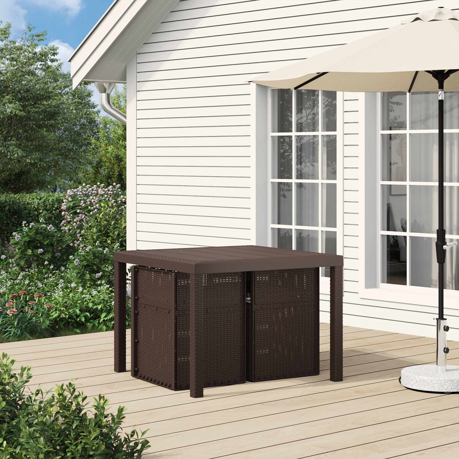 Ensemble de salle à manger pour jardin avec coussin 3 pcs PP