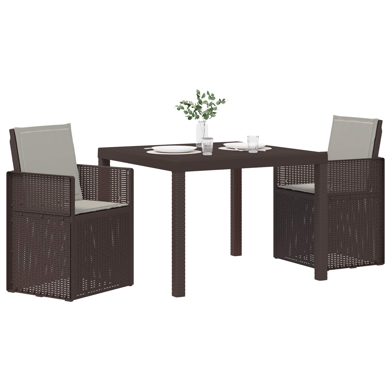 Ensemble de salle à manger pour jardin avec coussin 3 pcs PP