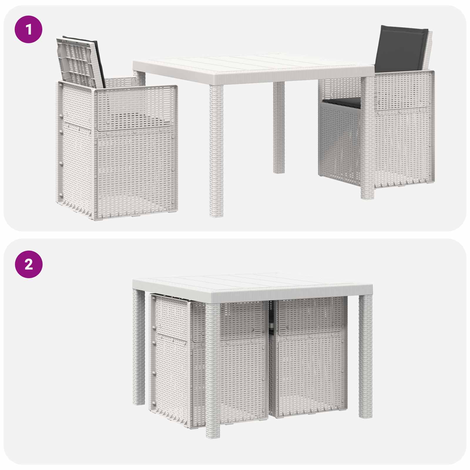 Ensemble de salle à manger pour jardin 3 pc Blanc et anthracite - XIOS