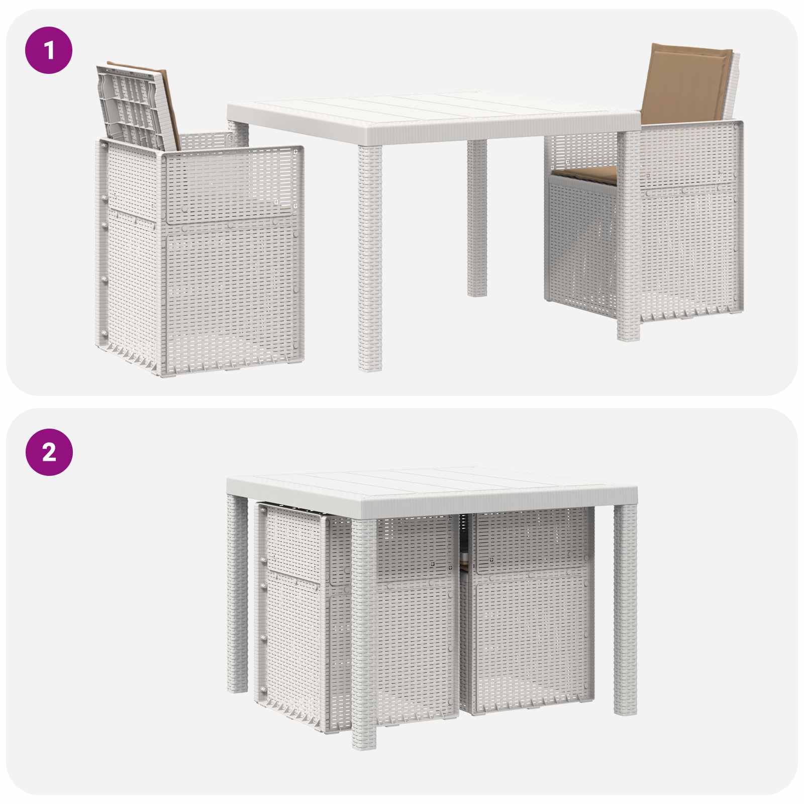 Ensemble de salle à manger pour jardin 3 pc Blanc et taupe PP - XIOS