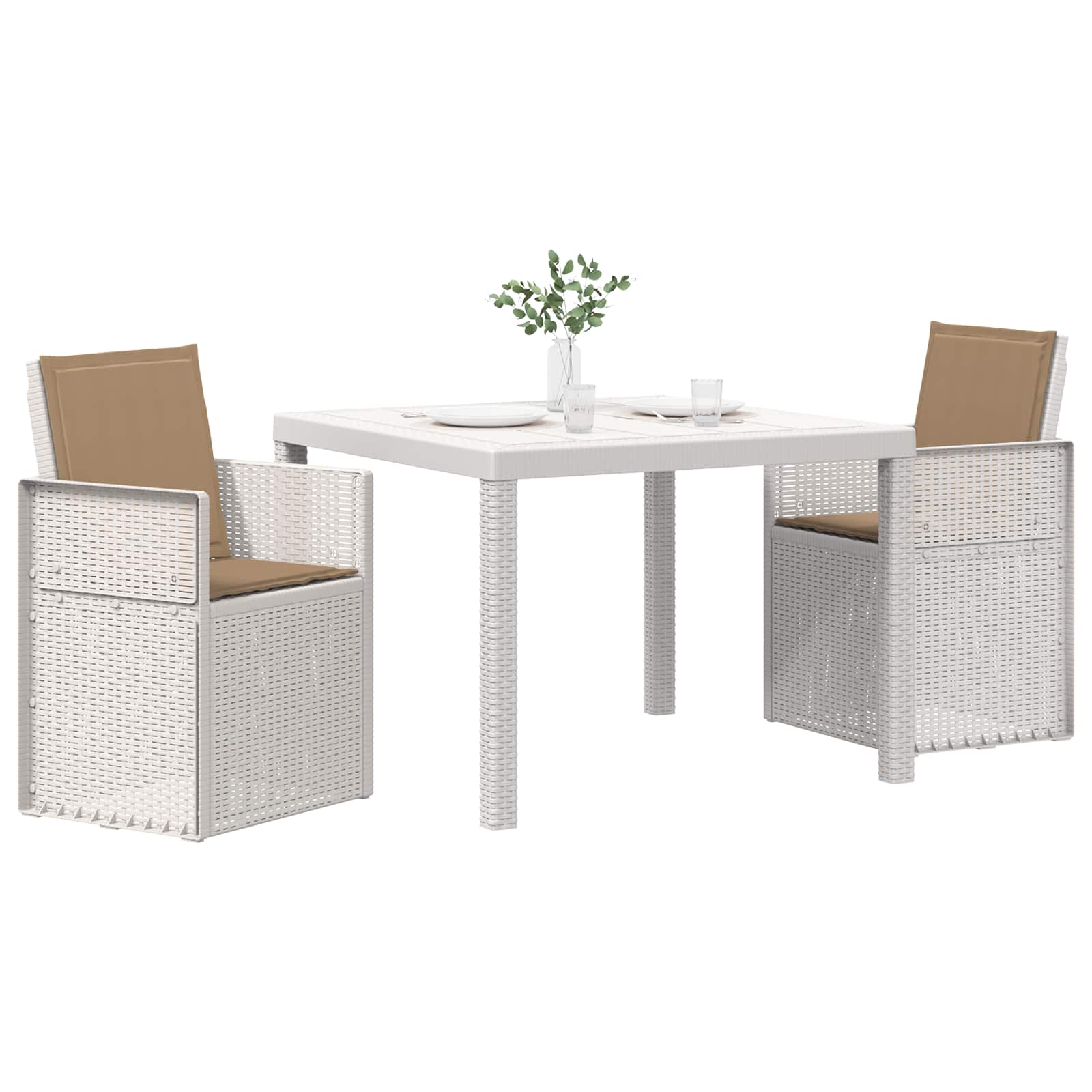 Ensemble de salle à manger pour jardin 3 pc Blanc et taupe PP - XIOS