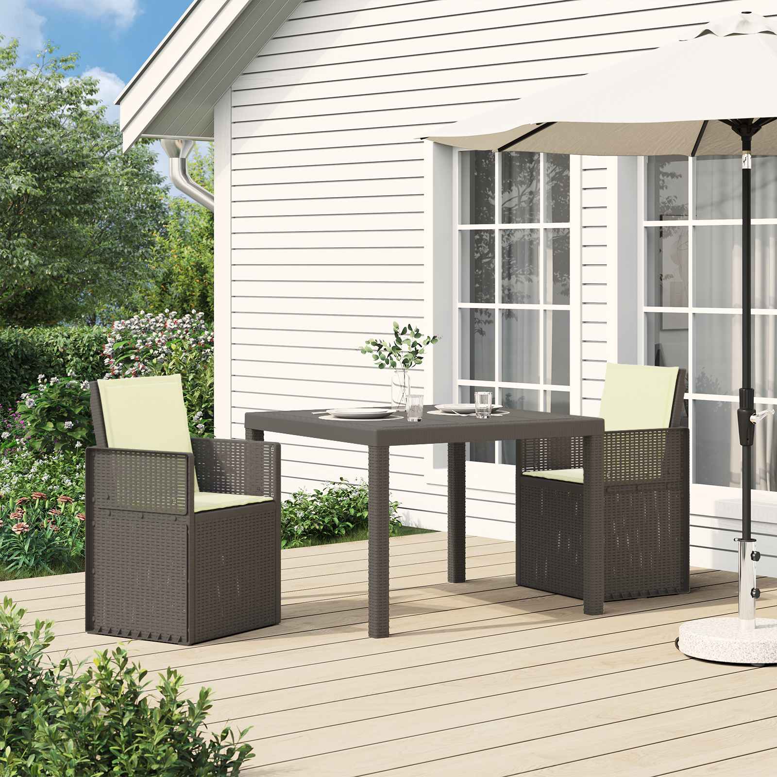 Ensemble de salle à manger pour jardin 3 pc Gris clair et Crème - XIOS