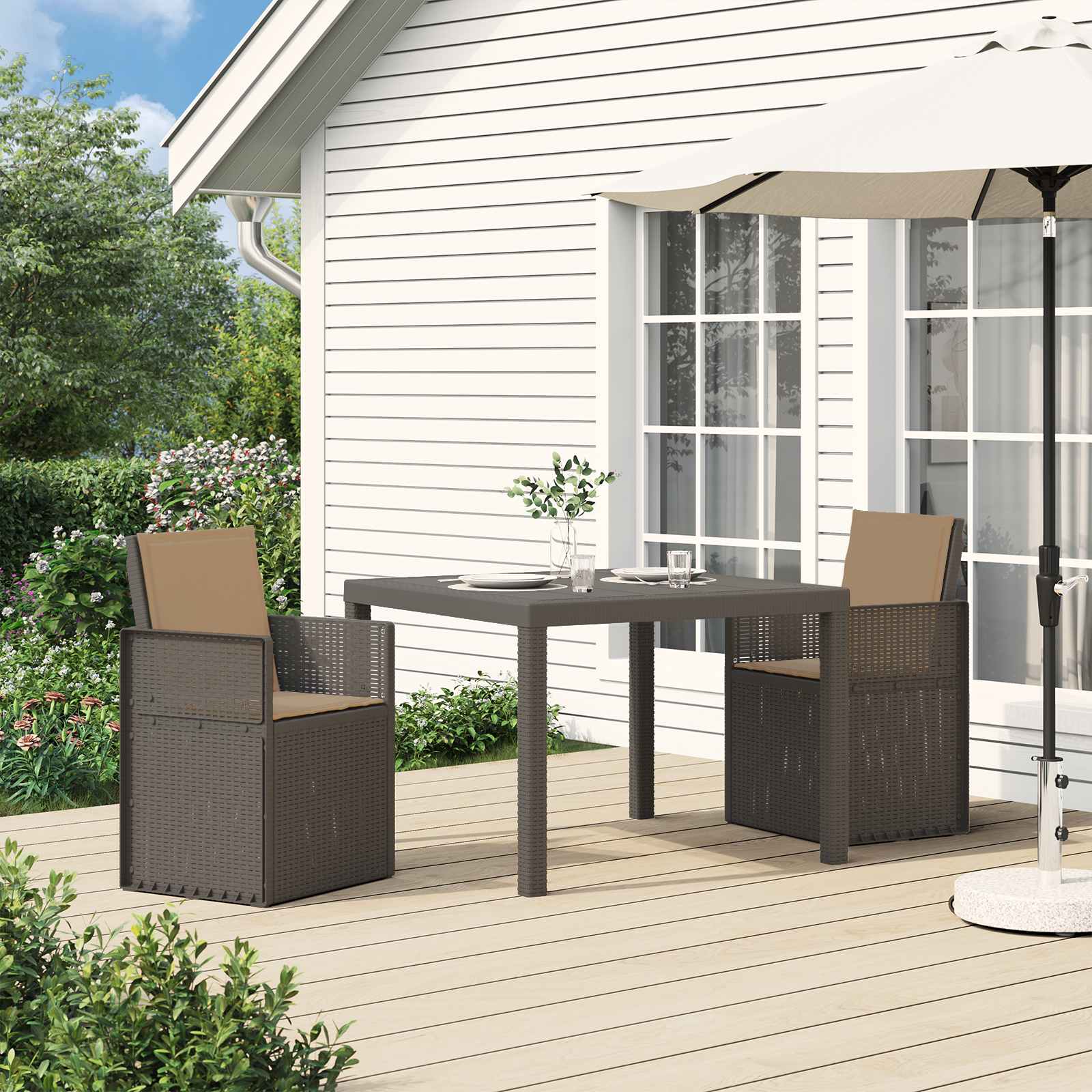 Ensemble de salle à manger pour jardin 3 pc Gris clair et Taupe - XIOS