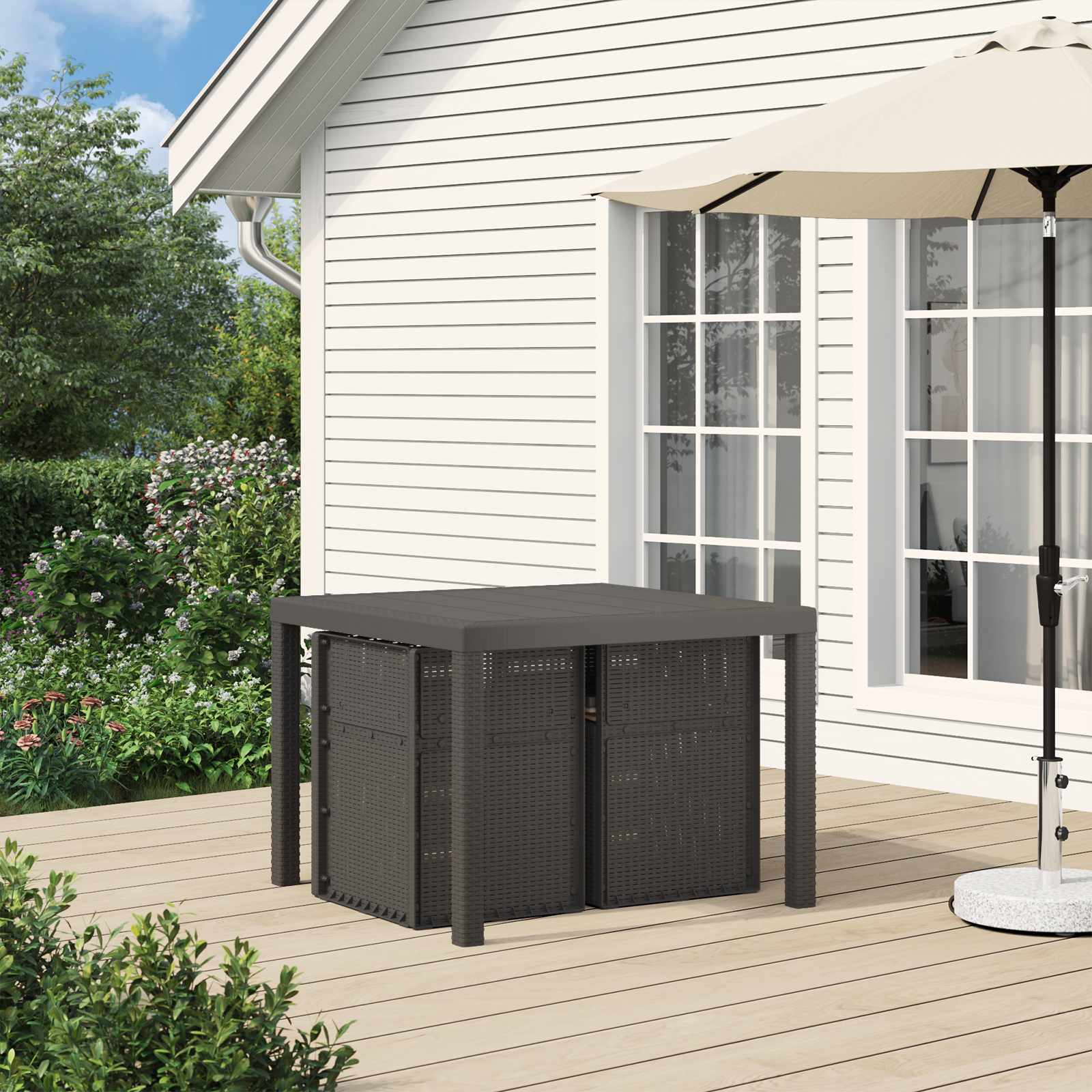 Ensemble de salle à manger pour jardin 3 pc Gris clair et Taupe - XIOS