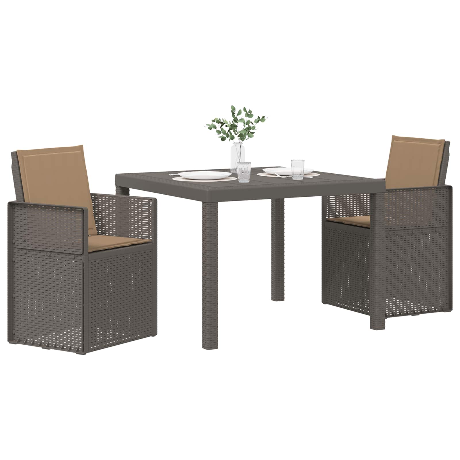 Ensemble de salle à manger pour jardin 3 pc Gris clair et Taupe - XIOS