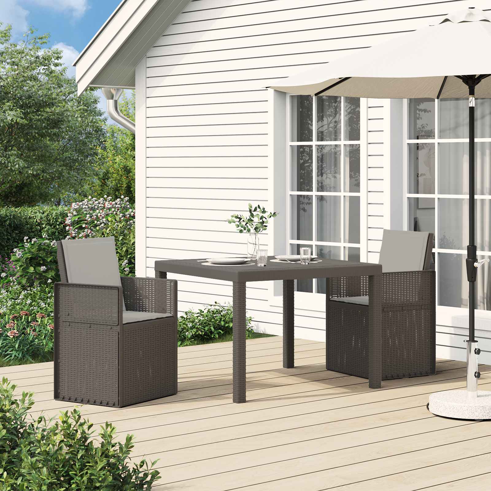 Ensemble de salle à manger pour jardin 3 pc Gris clair PP - XIOS