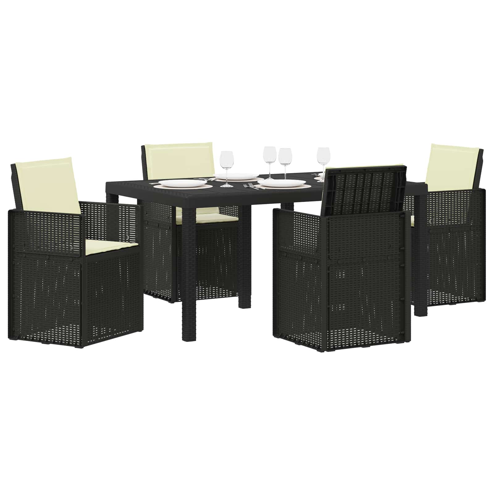 Ensemble de salle à manger pour jardin avec coussin 5 pcs PP