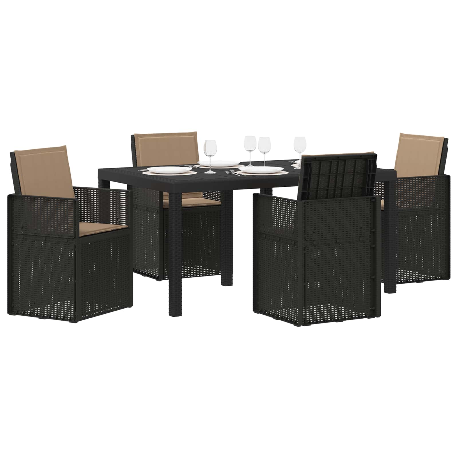 Ensemble de salle à manger pour jardin avec coussin 5 pcs PP