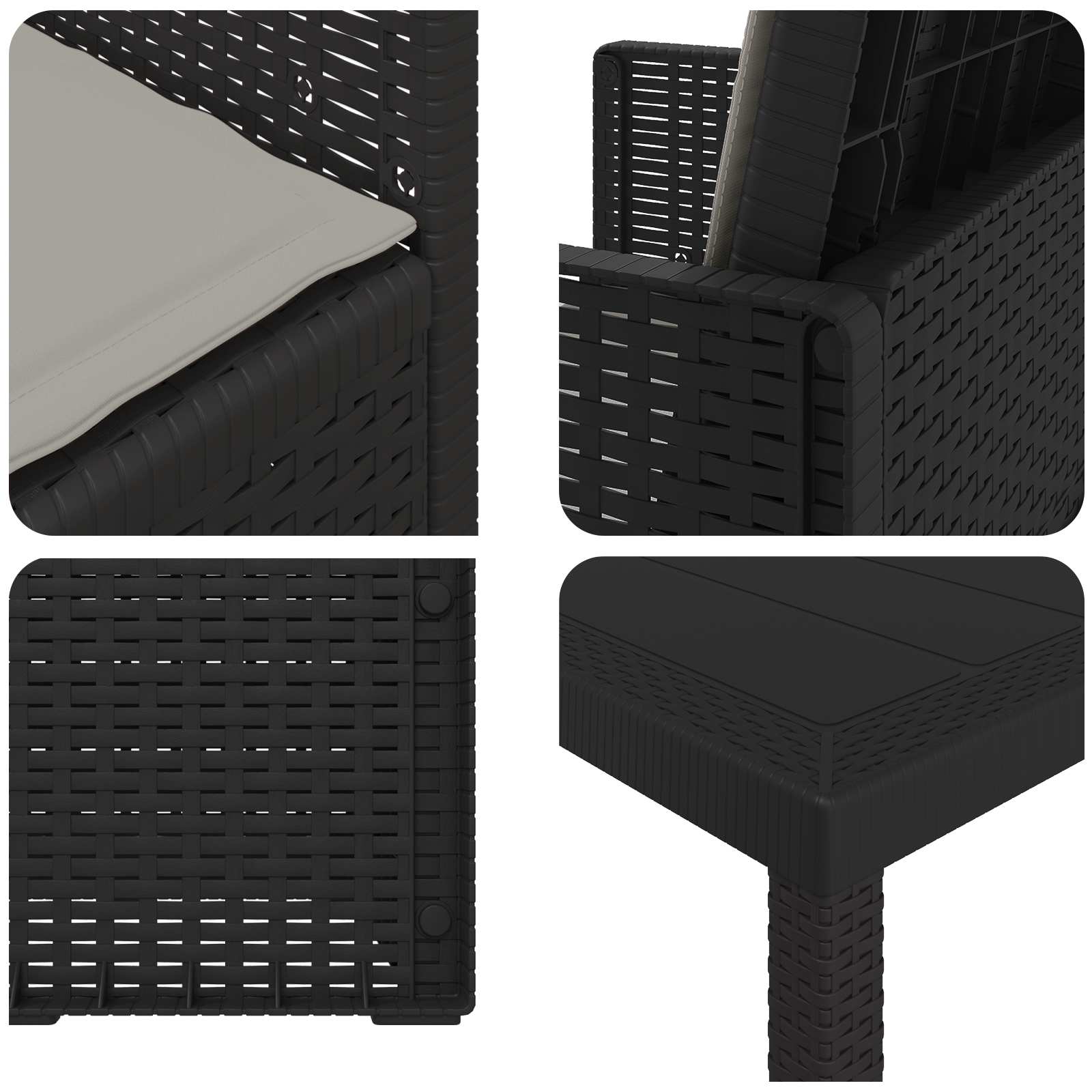 Ensemble de salle à manger pour jardin avec coussin 5 pcs PP