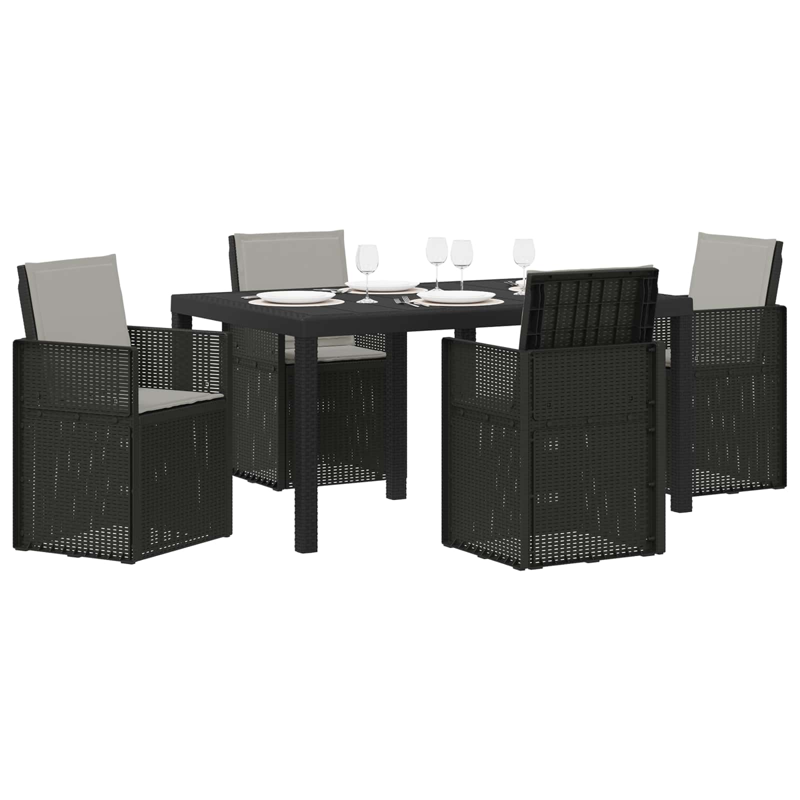 Ensemble de salle à manger pour jardin avec coussin 5 pcs PP