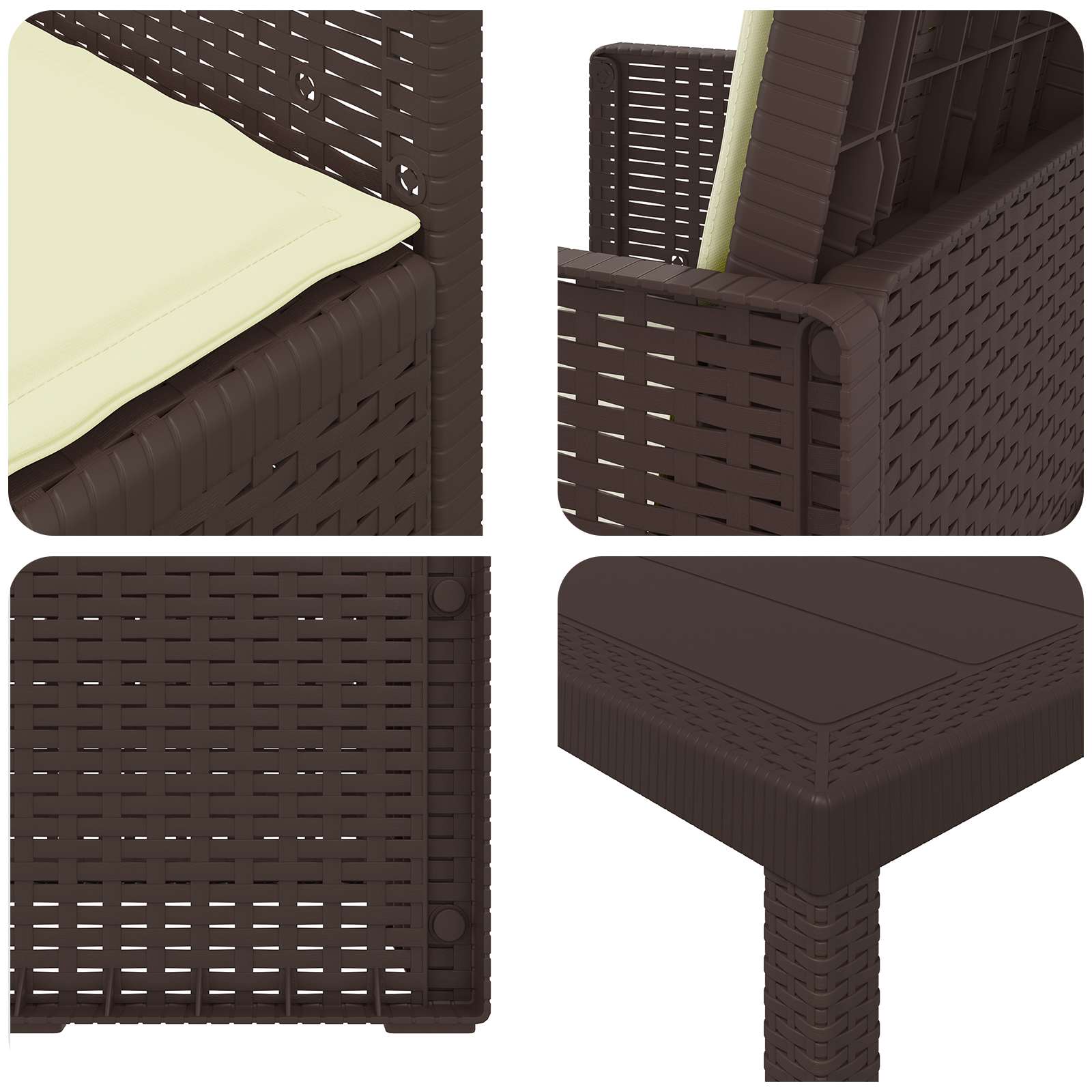 Ensemble de salle à manger pour jardin 5 pcs Marron et crème PP - XIOS