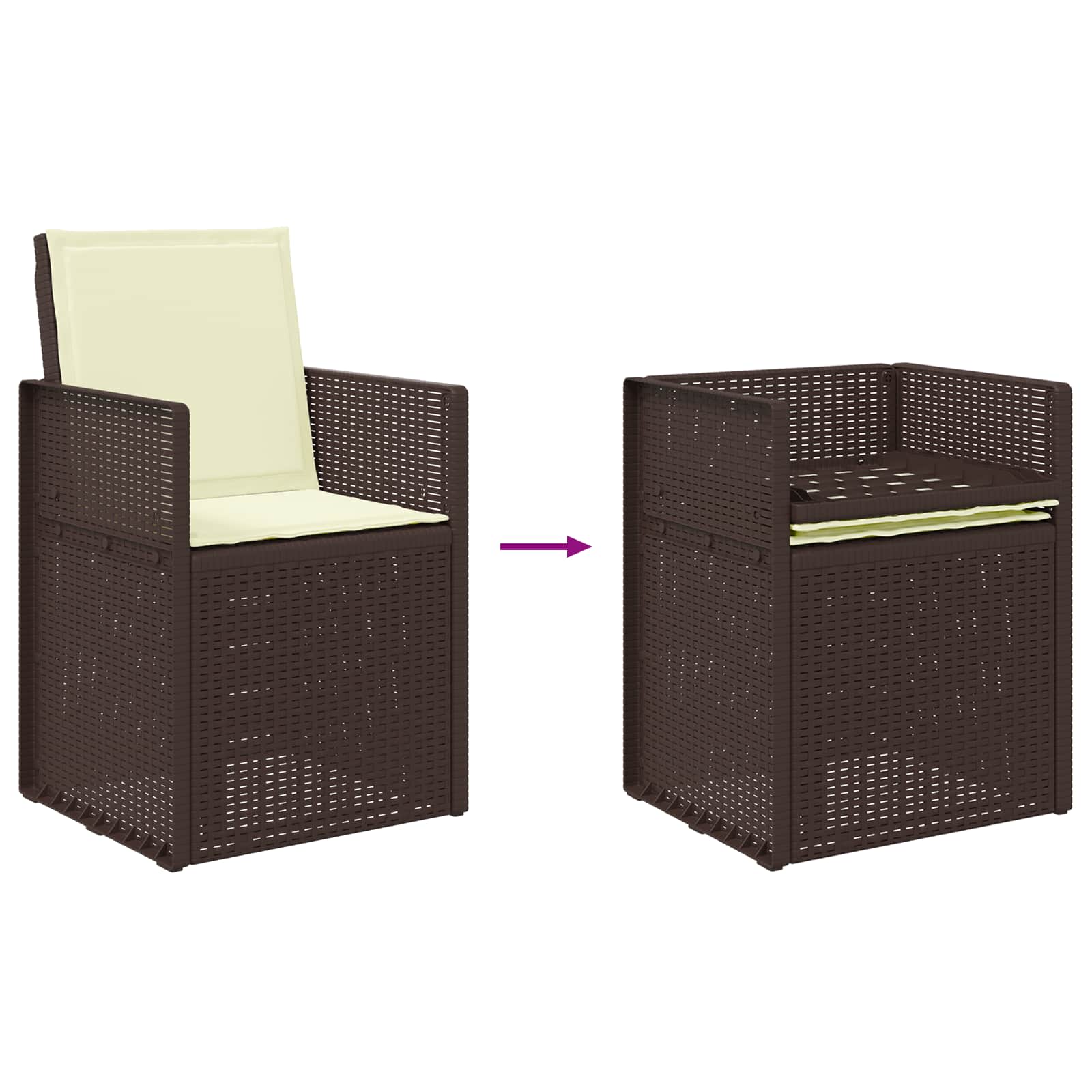 Ensemble de salle à manger pour jardin 5 pcs Marron et crème PP - XIOS