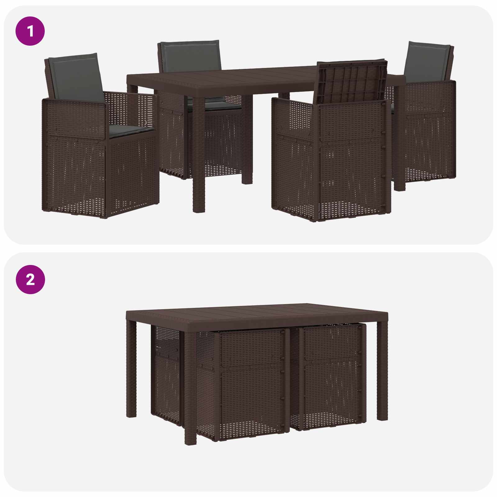 Ensemble de salle à manger pour jardin avec coussin 5 pcs PP - XIOS