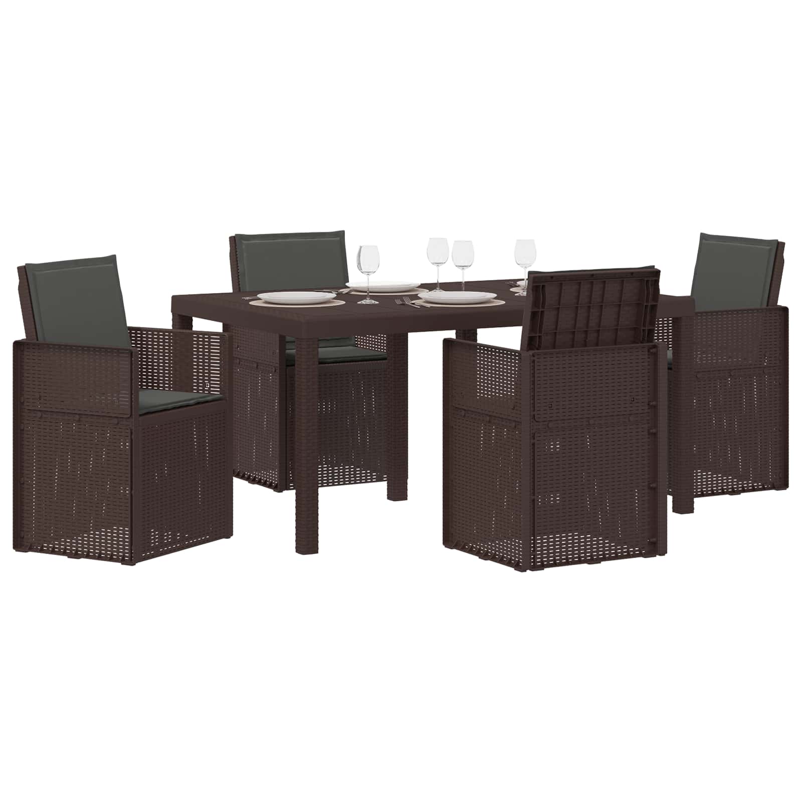 Ensemble de salle à manger pour jardin avec coussin 5 pcs PP - XIOS
