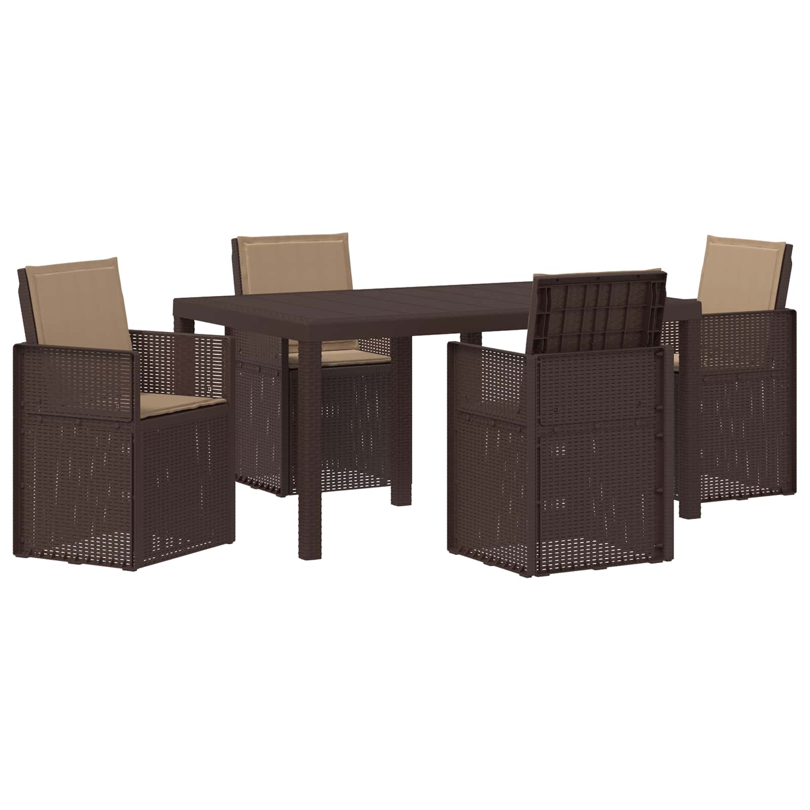 Ensemble de salle à manger pour jardin 5 pcs Marron et taupe PP - XIOS