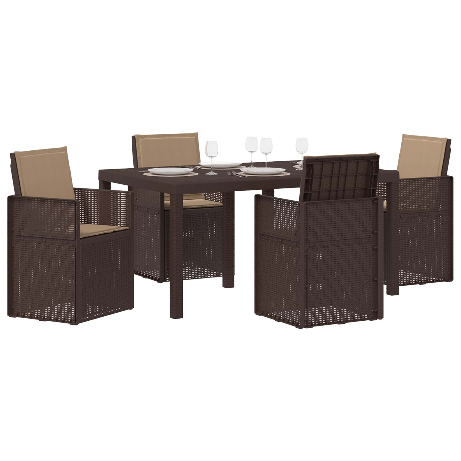 Ensemble de salle à manger pour jardin 5 pcs Marron et taupe PP - XIOS