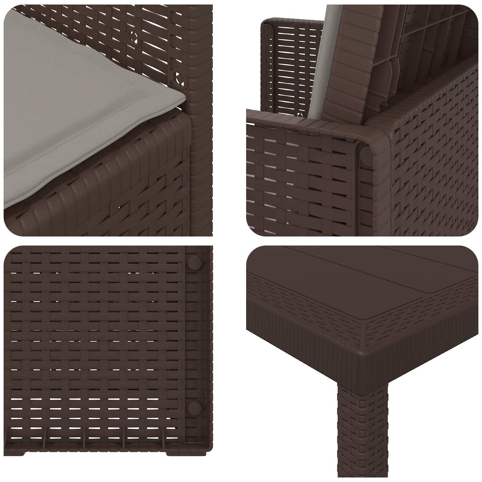 Ensemble de salle à manger pour jardin avec coussin 5 pcs PP - XIOS