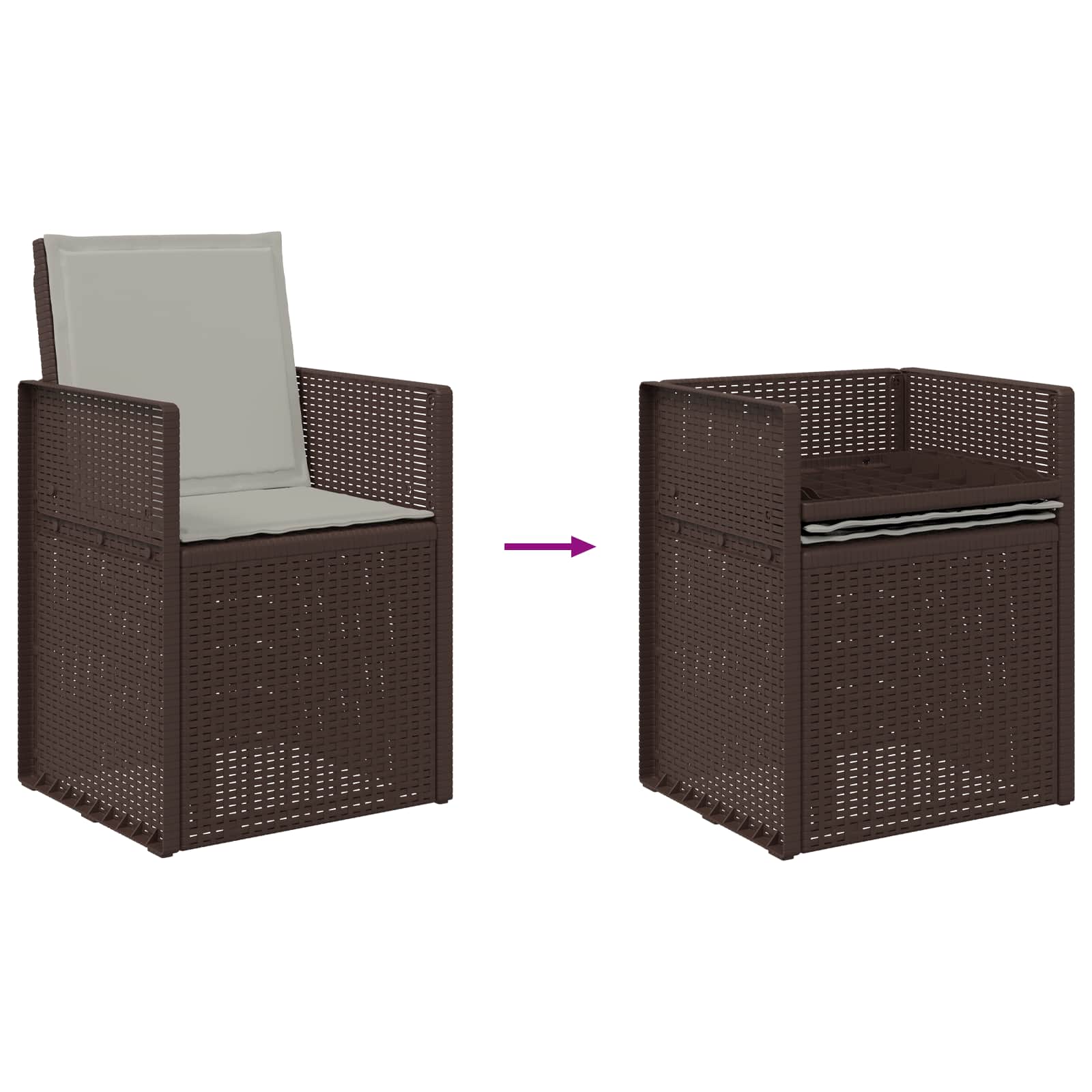 Ensemble de salle à manger pour jardin avec coussin 5 pcs PP - XIOS
